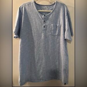 Eddie Bauer Light Blue Short Sleeve Henley Pocket Tee Size TXL